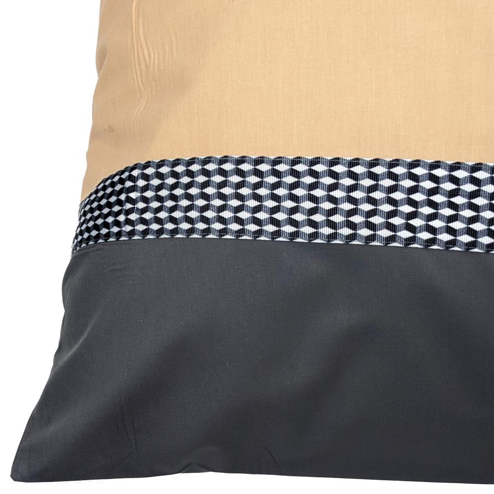 Taie d'oreiller 65x65 cm percale 100% coton MACASSAR Moka
