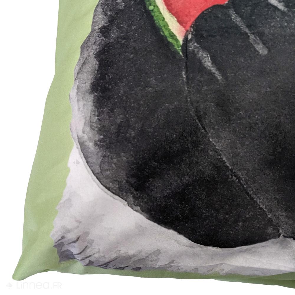 Taie d'oreiller 65x65 cm en 100% percale de coton PANDA vert