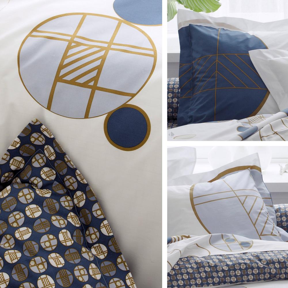 Taie d'oreiller 70x50 cm Percale 100% coton ROMEO bleu Baltique