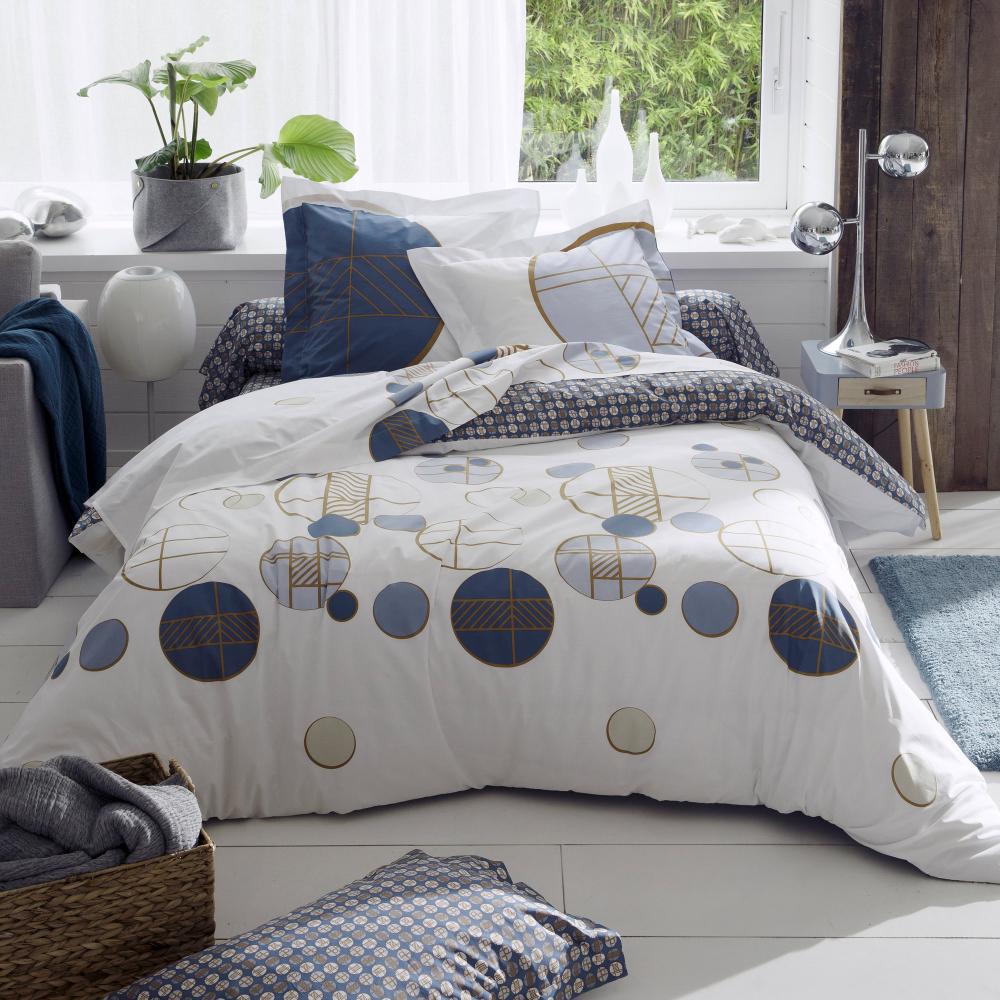 Taie d'oreiller 70x50 cm Percale 100% coton ROMEO bleu Baltique