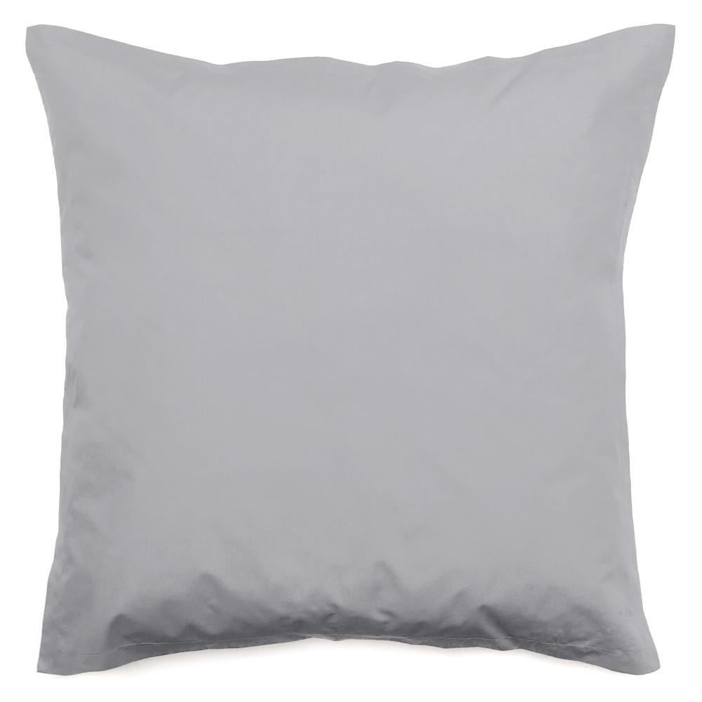 Taie d'oreiller volants plats 65x65 cm percale MANOIR gris Acier