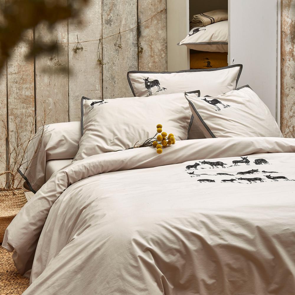 Taie de traversin 43x185 cm percale de coton ARSÈNE beige orge