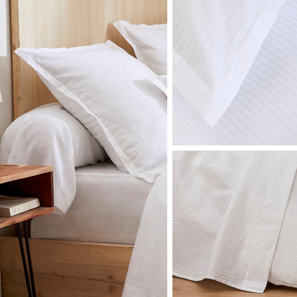 Taie de traversin 240x43 cm satin de coton GRAND HÔTEL blanc
