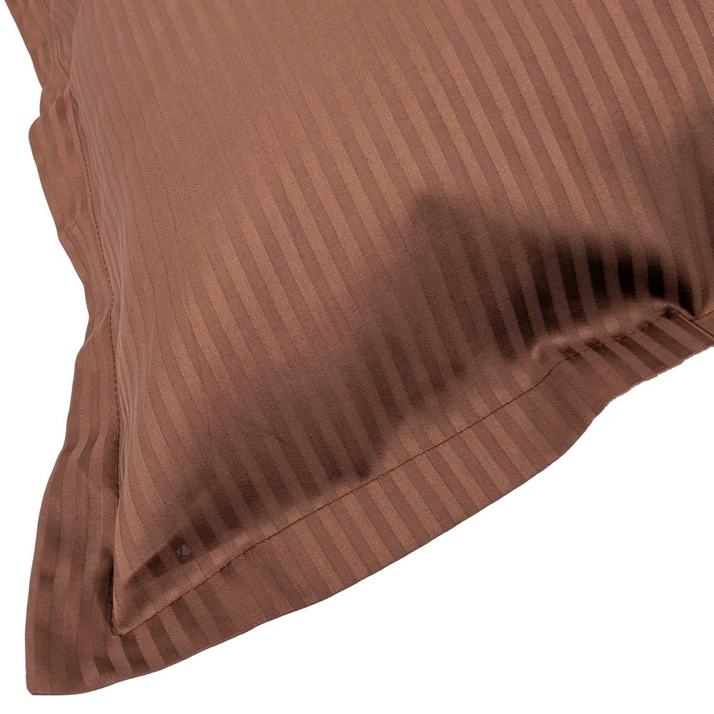 Taie d'oreiller 65x65 cm satin de coton GRAND HÔTEL marron cuir