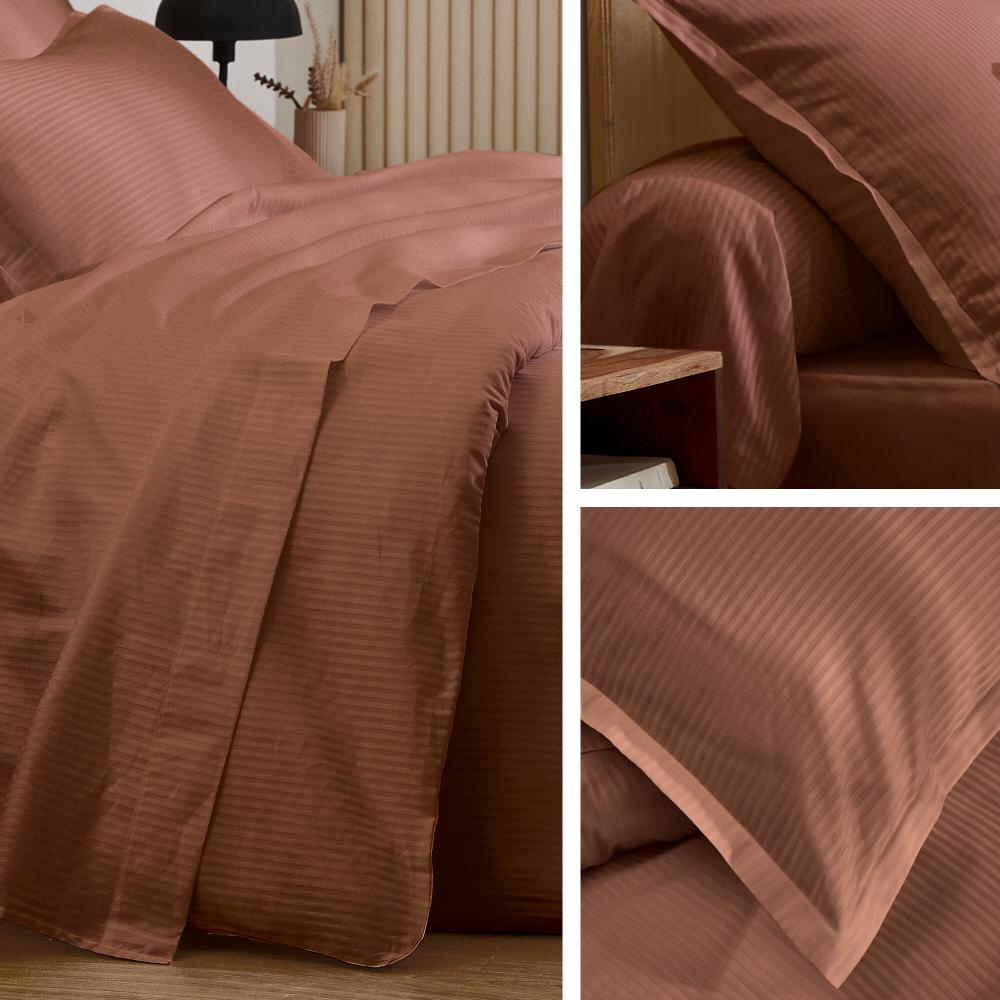 Taie d'oreiller 65x65 cm satin de coton GRAND HÔTEL marron cuir