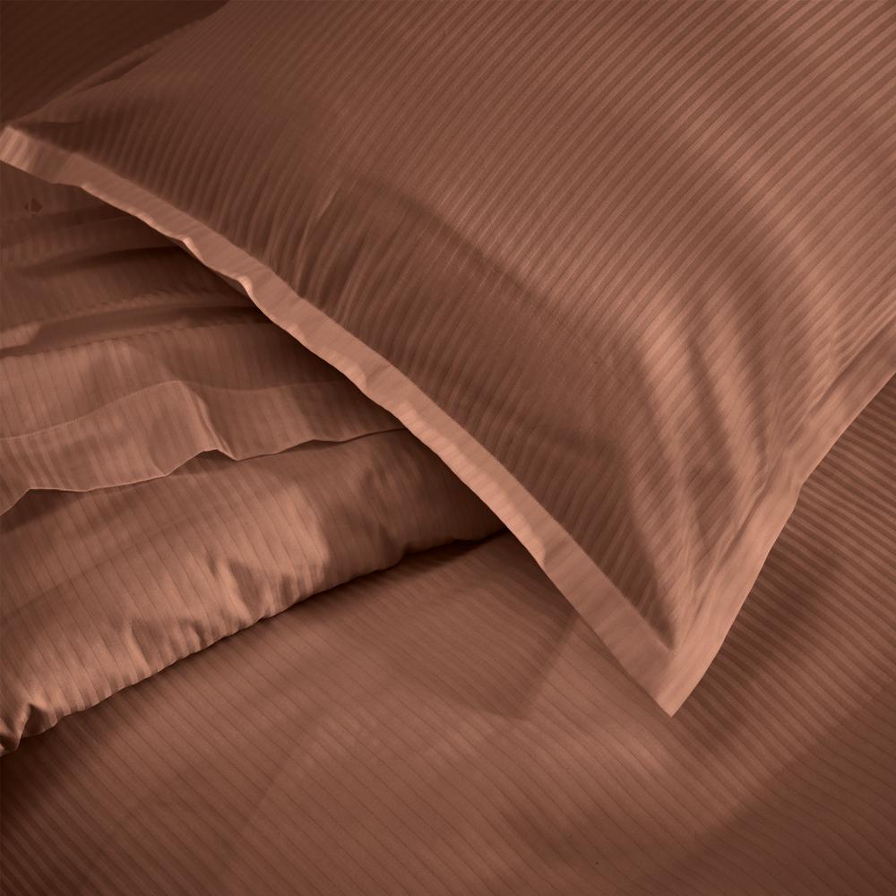 Taie d'oreiller 65x65 cm satin de coton GRAND HÔTEL marron cuir