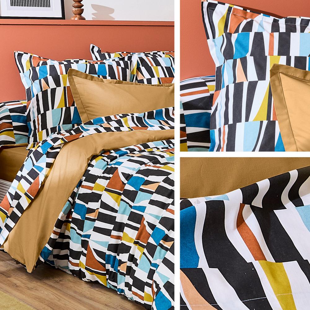 Taie de traversin 140x43 cm pur coton PIETRO multicolore