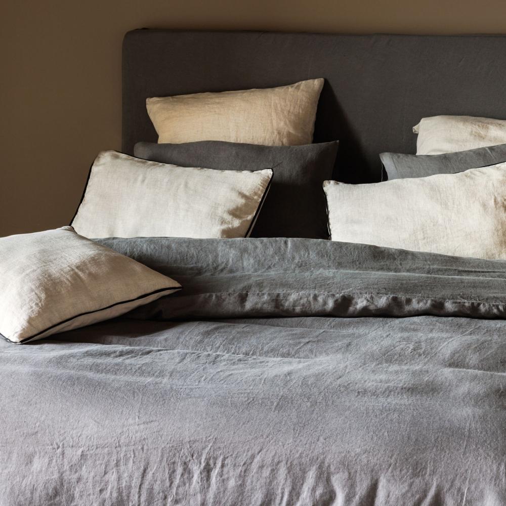 Taie de traversin uni 195X43 cm 100% lin lavé SONATE blanc Naturel