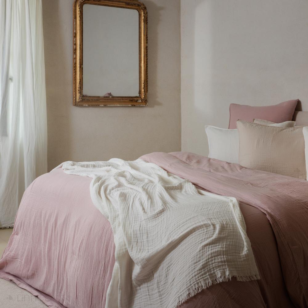 Taie d'oreiller 50x70 cm mousseline de coton collection MILOS rose