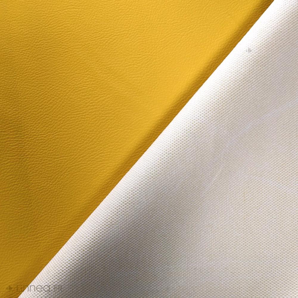Tissu d'ameublement simili cuir uni KARIA laize 140 cm jaune Curcuma