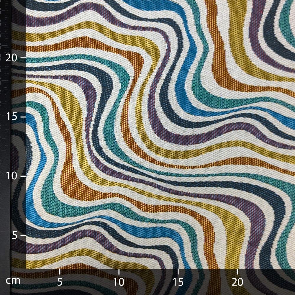 Tissu motif imprimé BEATLES jacquard tissé teint multicolore