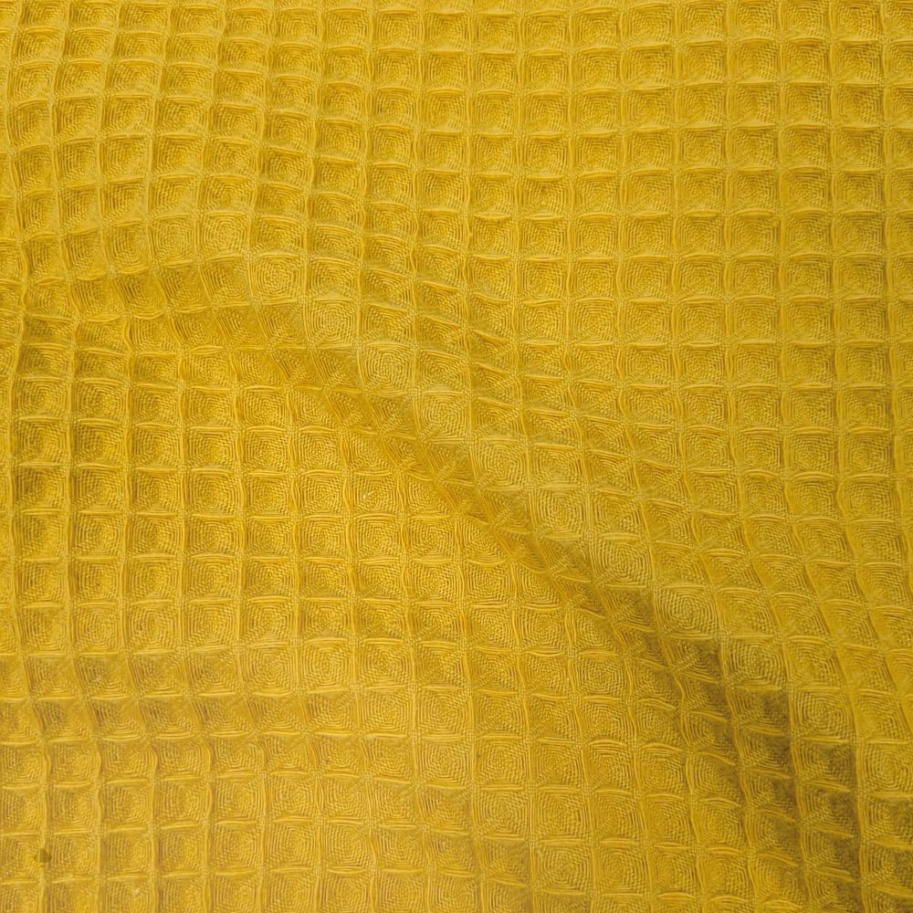 Tissu uni aspect nid d'abeille 230g/m²  RUCHE pur coton jaune ocre
