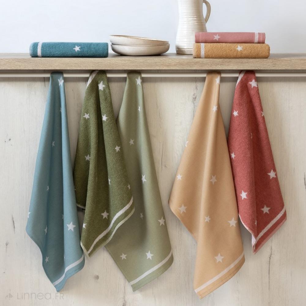 Lot de 2 torchons de cuisine 50x50 cm collection NOVA 100% Coton bleu