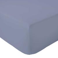 Drap housse 180x200 cm bonnet 30 cm percale de coton PASSION PERCALE Bleu baltique