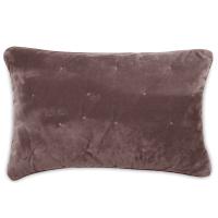 Housse de coussin 40x60 GIPSY velours piquage points brodés gris Bison