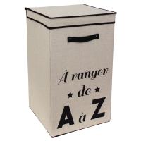 Panier à linge cartonnée avec couvercle 70L beige A ranger de A à Z