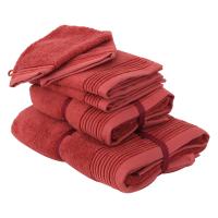Parure de bain 6 pièces JULIET Rouge Terracota 520 g/m2