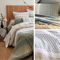 Parure 300x240 cm 50x70 cm 100% coton NIAGARA vert Kaki 3 pièces