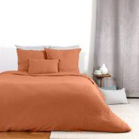 Parure de lit 260x240 cm double gaze de coton GAZGAZ caramel 3 pièces