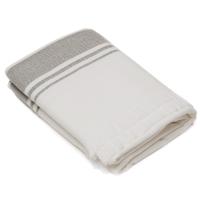 Drap de plage fouta avec franges pur coton 2 faces 90x185 cm MYKONOS gris galet Drap de plage fouta avec franges pur coton 2 faces 90x185 cm MYKONOS gris galet