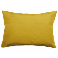 Taie d'oreiller volants plats 50x70 cm percale MANOIR jaune Moutarde