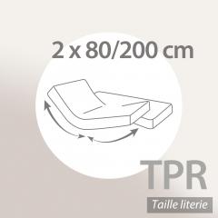 Drap housse relaxation uni 2x80x200 cm 100% coton ALTO Belle ile - TPR Tête et pied relevable