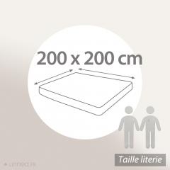 Drap housse imprimé 200x200 cm satin de coton ENZO noir