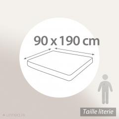 Drap housse imprimé 90x190 cm satin de coton WESLEY gris noir
