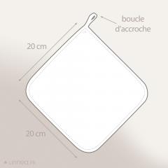 Manique de cuisine 20x20 cm matelassée 100% coton LINE Bleu