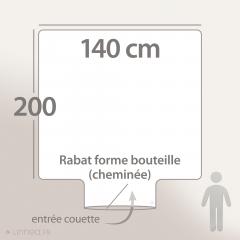 Parure de lit 140x200 cm 50x80 cm percale ESCALE AZUR Blanc 2 pièces