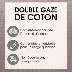 Parure de lit 240x220 cm double gaze de coton GAZGAZ vert amande 3 pièces